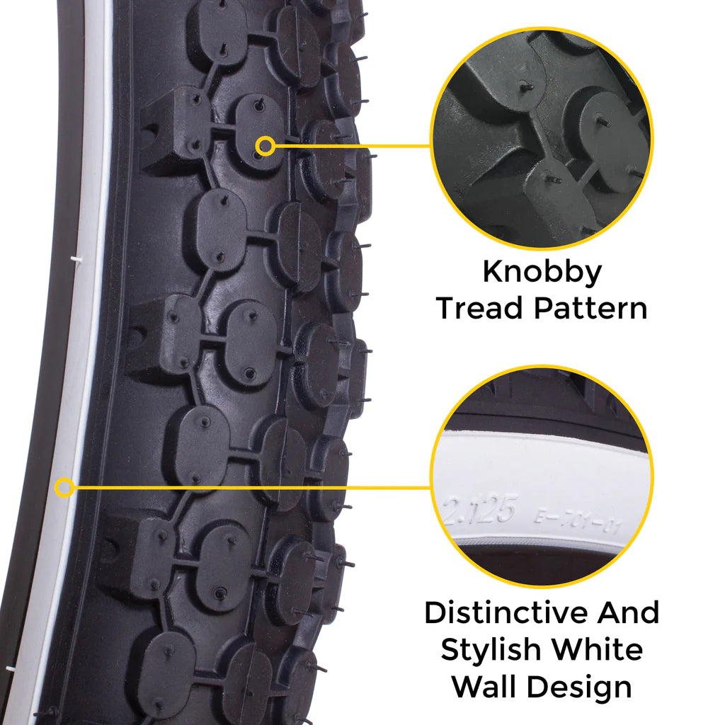 Eastern E701 26" Beach Cruiser Tire - White Sidewall