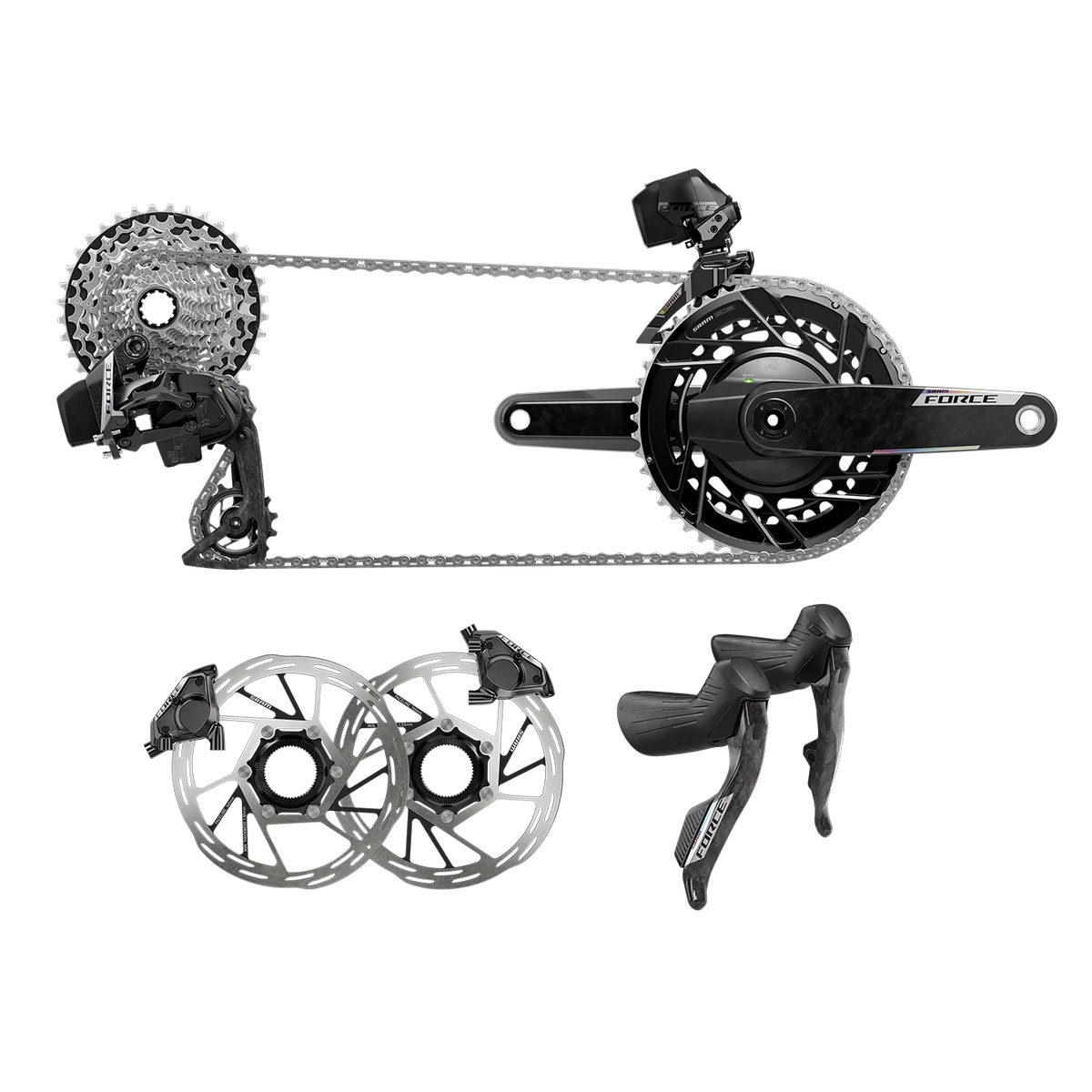 SRAM Force AXS E1 HRD 2x Groupset - Black