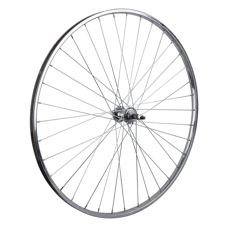CBO Generic 27" x 1 1/4 5/6/7 Speed Steel Wheel - Rear Silver Bolt-On