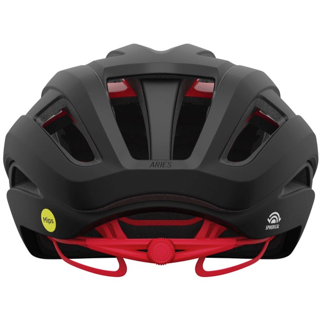 Giro Aries Spherical Road Helmet - Matt Carbon- Red
