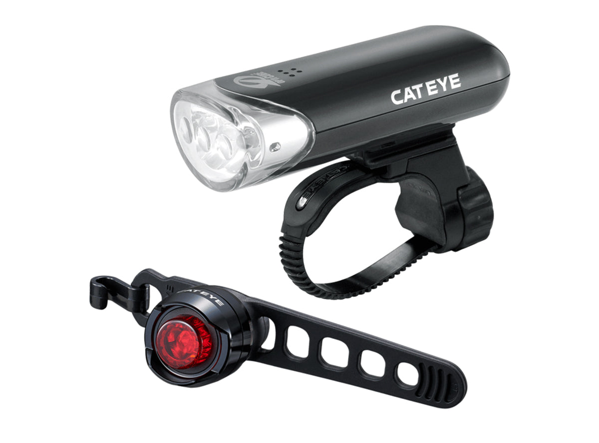 Cateye HL-EL135 Front Light / Rear ORB Safety Light Set - Batteries Included Black