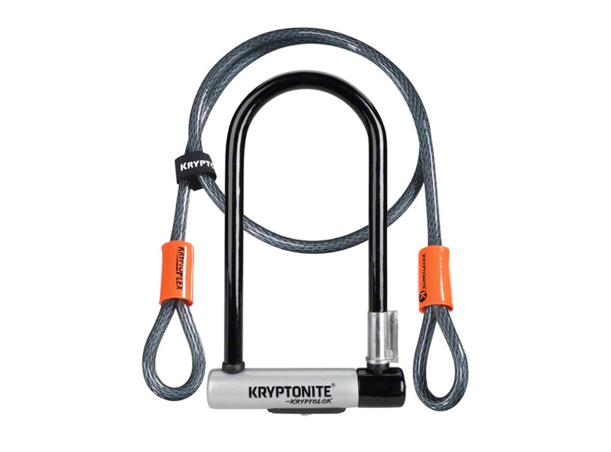 Kryptonite KryptoLok U-Lock wtih Cable - Keyed - Black-Gray Black - Gray 3.25 x 7" Lock - 4 ft Cable