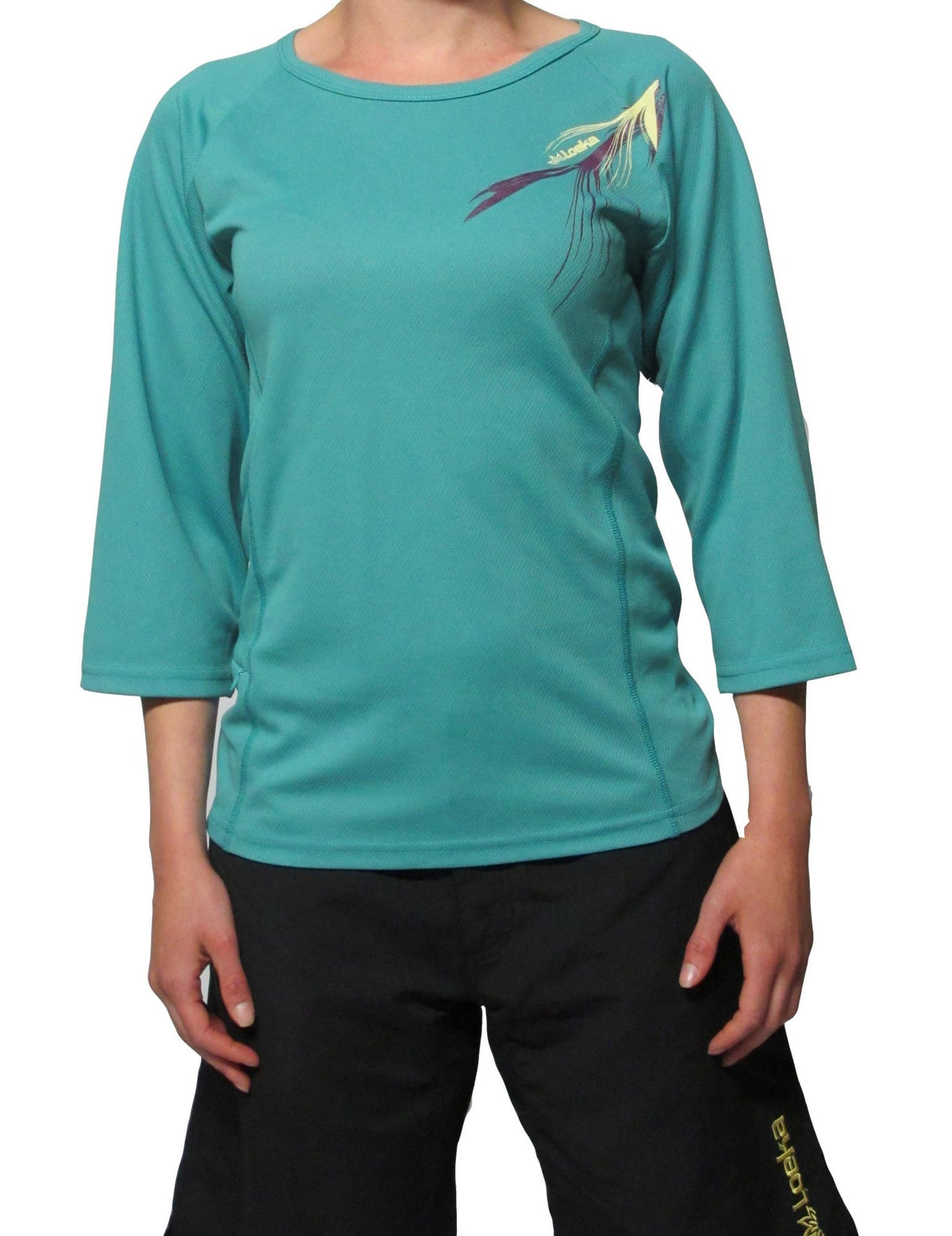 Loeka Womens Kasista 3/4 Sleeve MTB Jersey - Green Blue Slate Green Blue Slate X-Small