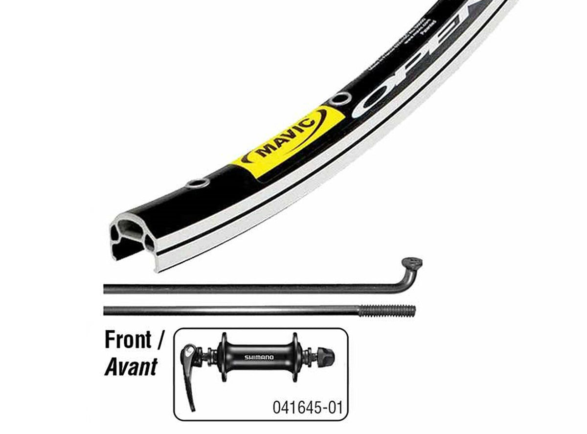 Shimano RS400 on Mavic Open Elite 700c Wheel - Front - Black Black 32h - 9mmQR - Non Disc