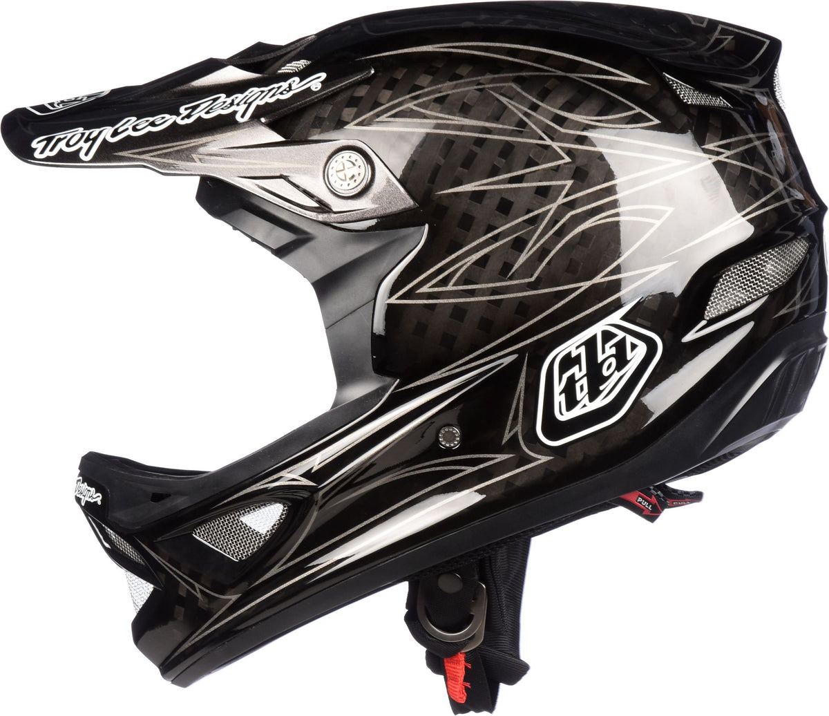 Troy Lee Designs D3 Carbon Full Face Helmet - Pinstripe II Black Pinstripe Black X-Small