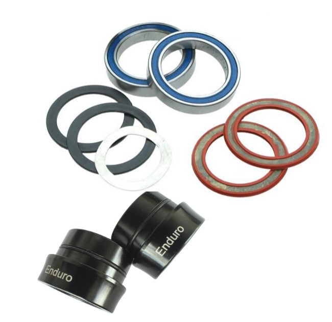 Enduro BB30 MTB Adaptors with ABEC-3 Bearings Silver