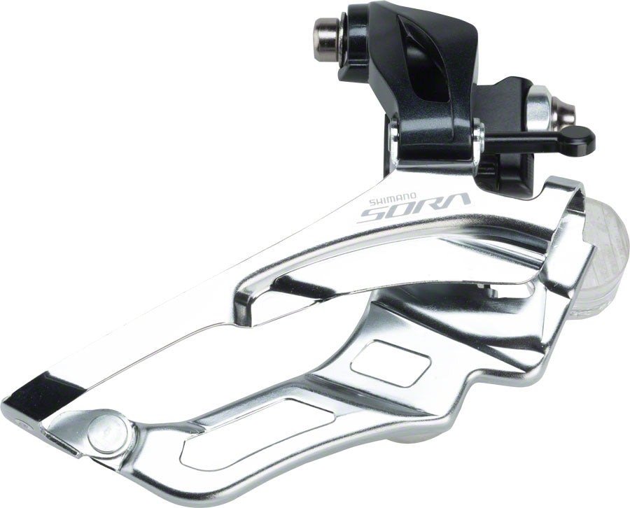 Shimano Sora R3030 9 Spd Triple Front Derailleur - Silver-Black Silver - Black Braze On
