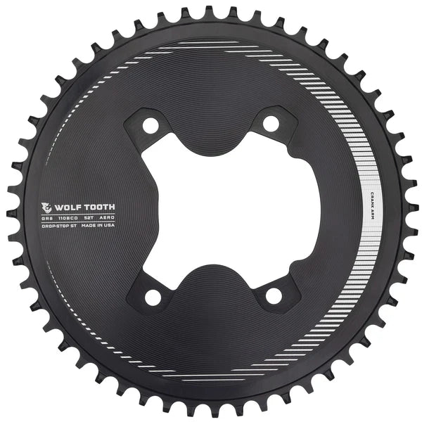 Wolf Tooth Components GRX Asymmetric 4 Bolt Aero Road Chainring - Black