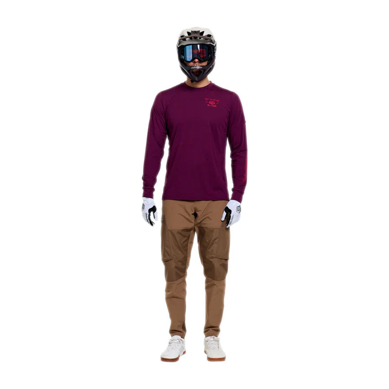 Troy Lee Designs Ruckus Long Sleeve Ride Tee - Lockdown - Sangria