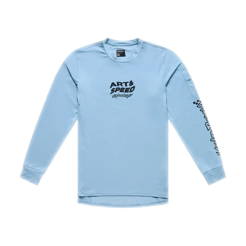 Troy Lee Designs Ruckus Long Sleeve Ride Tee - Waves - Dawn Blue