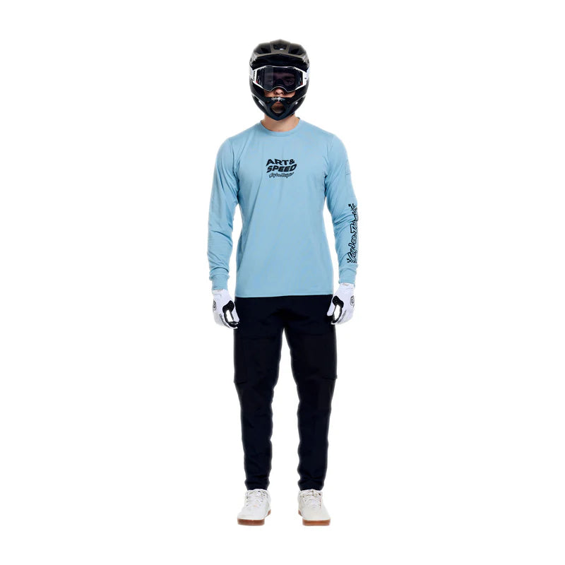 Troy Lee Designs Ruckus Long Sleeve Ride Tee - Waves - Dawn Blue