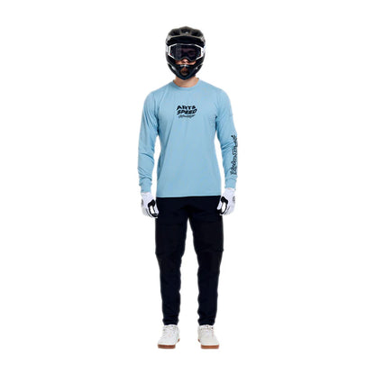 Troy Lee Designs Ruckus Long Sleeve Ride Tee - Waves - Dawn Blue
