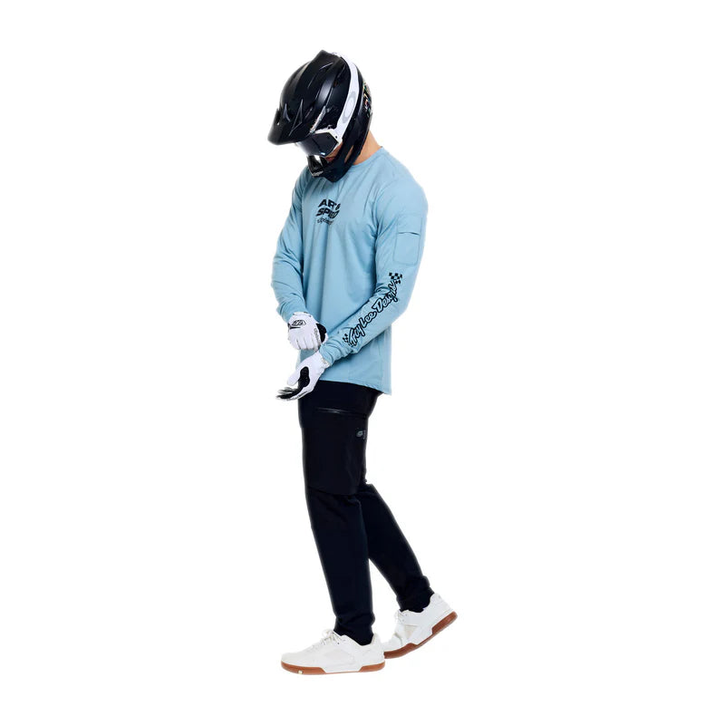 Troy Lee Designs Ruckus Long Sleeve Ride Tee - Waves - Dawn Blue