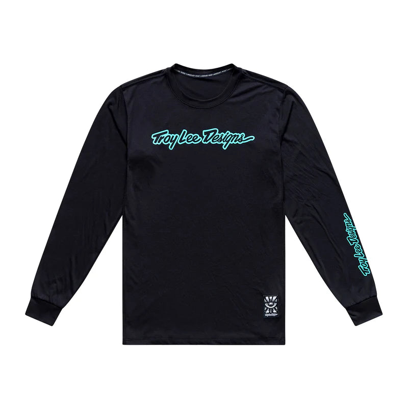 Troy Lee Designs Skyline Long Sleeve Ride Tee - Signature - Black-Real Teal