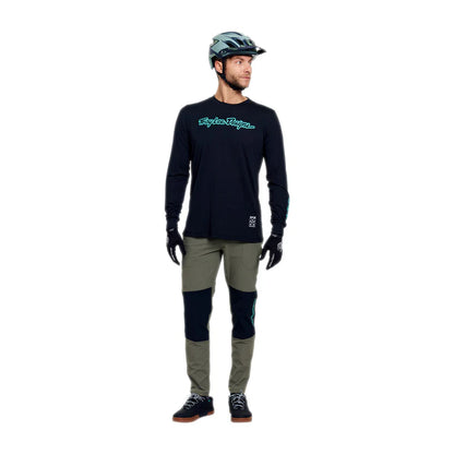Troy Lee Designs Skyline Long Sleeve Ride Tee - Signature - Black-Real Teal