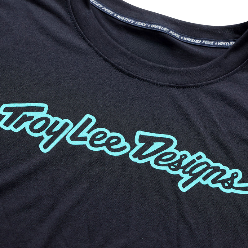 Troy Lee Designs Skyline Long Sleeve Ride Tee - Signature - Black-Real Teal