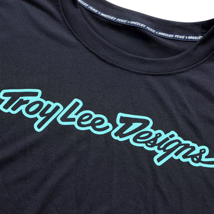 Troy Lee Designs Skyline Long Sleeve Ride Tee - Signature - Black-Real Teal