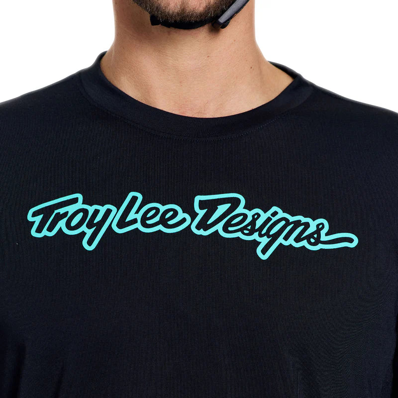 Troy Lee Designs Skyline Long Sleeve Ride Tee - Signature - Black-Real Teal
