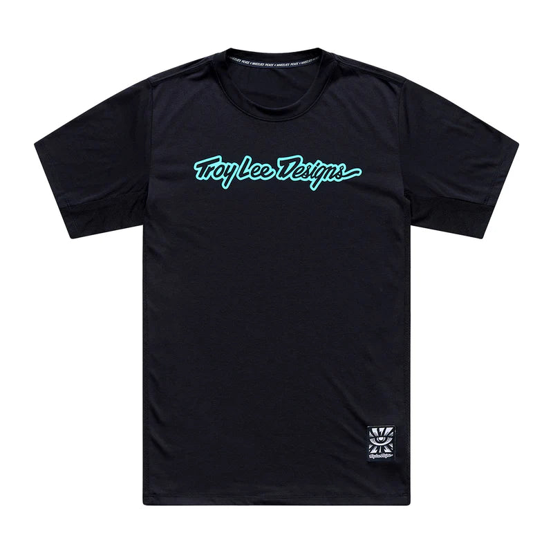 Troy Lee Designs Skyline Short Sleeve Ride Tee - Signature - Black-Real Teal