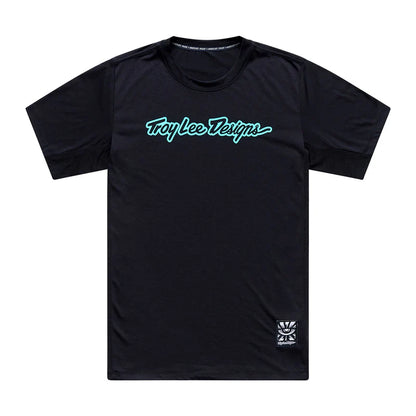 Troy Lee Designs Skyline Short Sleeve Ride Tee - Signature - Black-Real Teal