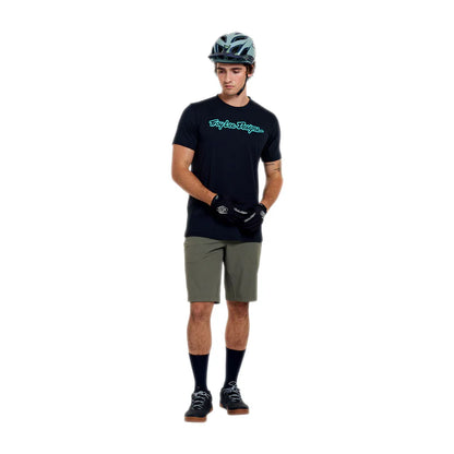 Troy Lee Designs Skyline Short Sleeve Ride Tee - Signature - Black-Real Teal
