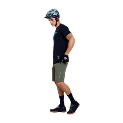 Troy Lee Designs Skyline Short Sleeve Ride Tee - Signature - Black-Real Teal