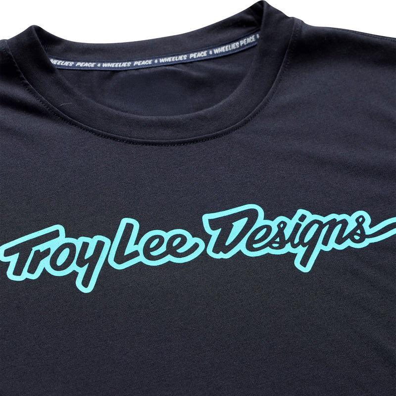 Troy Lee Designs Skyline Short Sleeve Ride Tee - Signature - Black-Real Teal