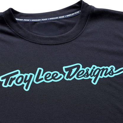 Troy Lee Designs Skyline Short Sleeve Ride Tee - Signature - Black-Real Teal