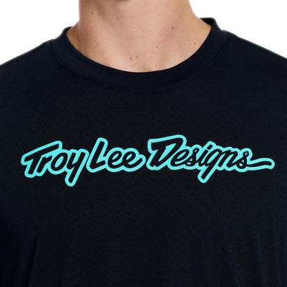 Troy Lee Designs Skyline Short Sleeve Ride Tee - Signature - Black-Real Teal
