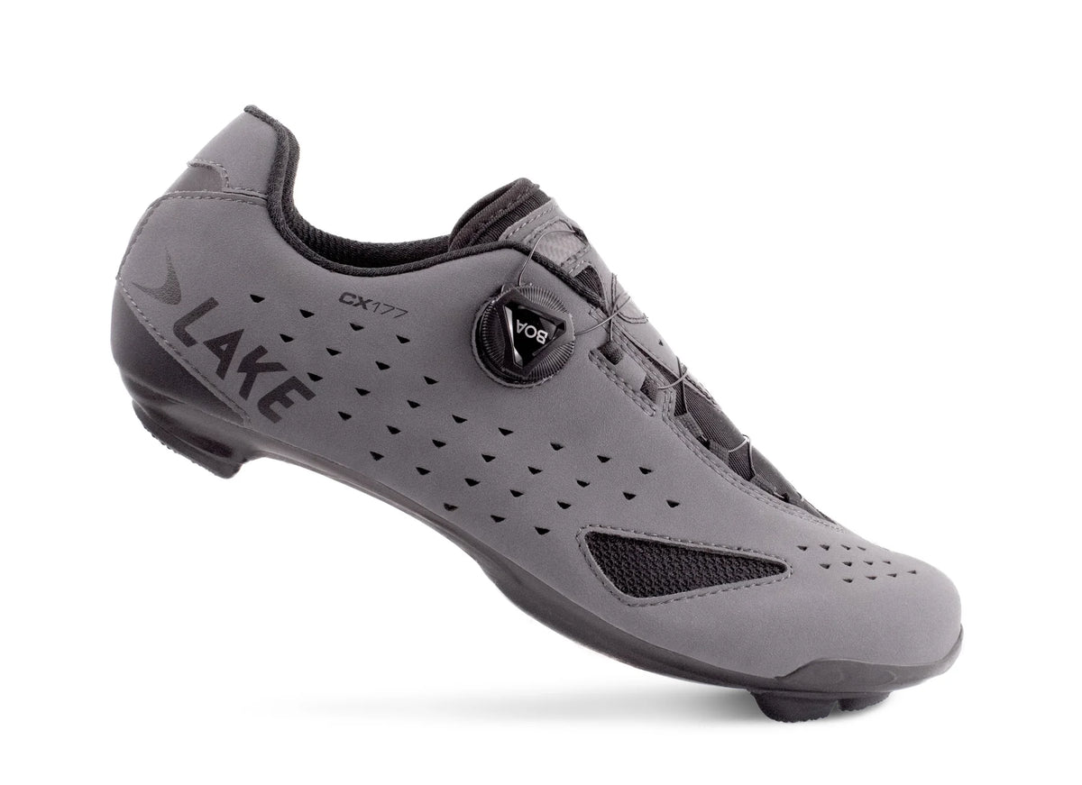 Lake CX177 Road Shoe - Matt Gray-Black