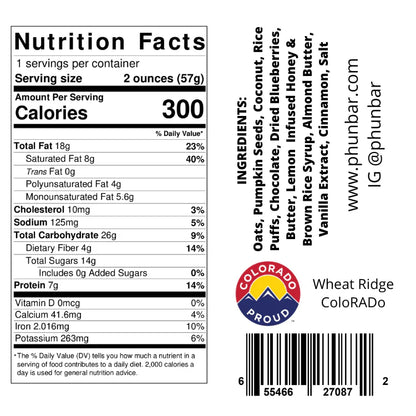 Phun Bar Energy Bar - Citrus Riot - Lemon Blueberry
