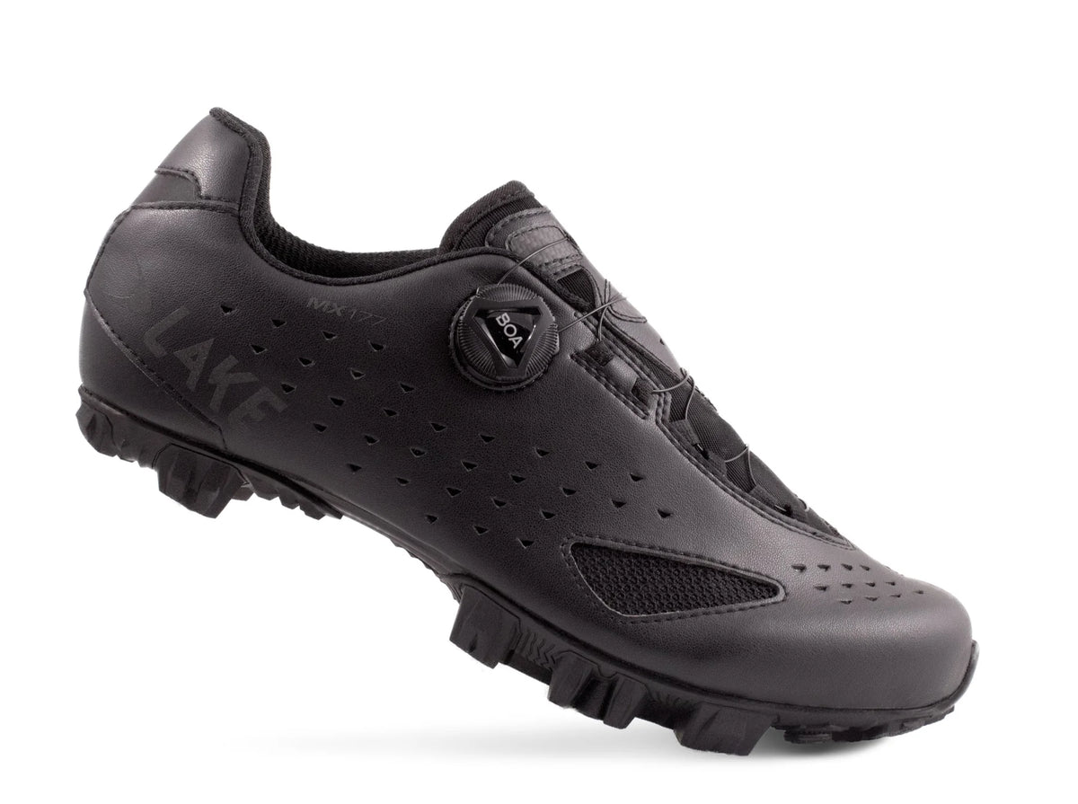 Lake MX177 MTB Shoe - Wide - Black-Black Reflective