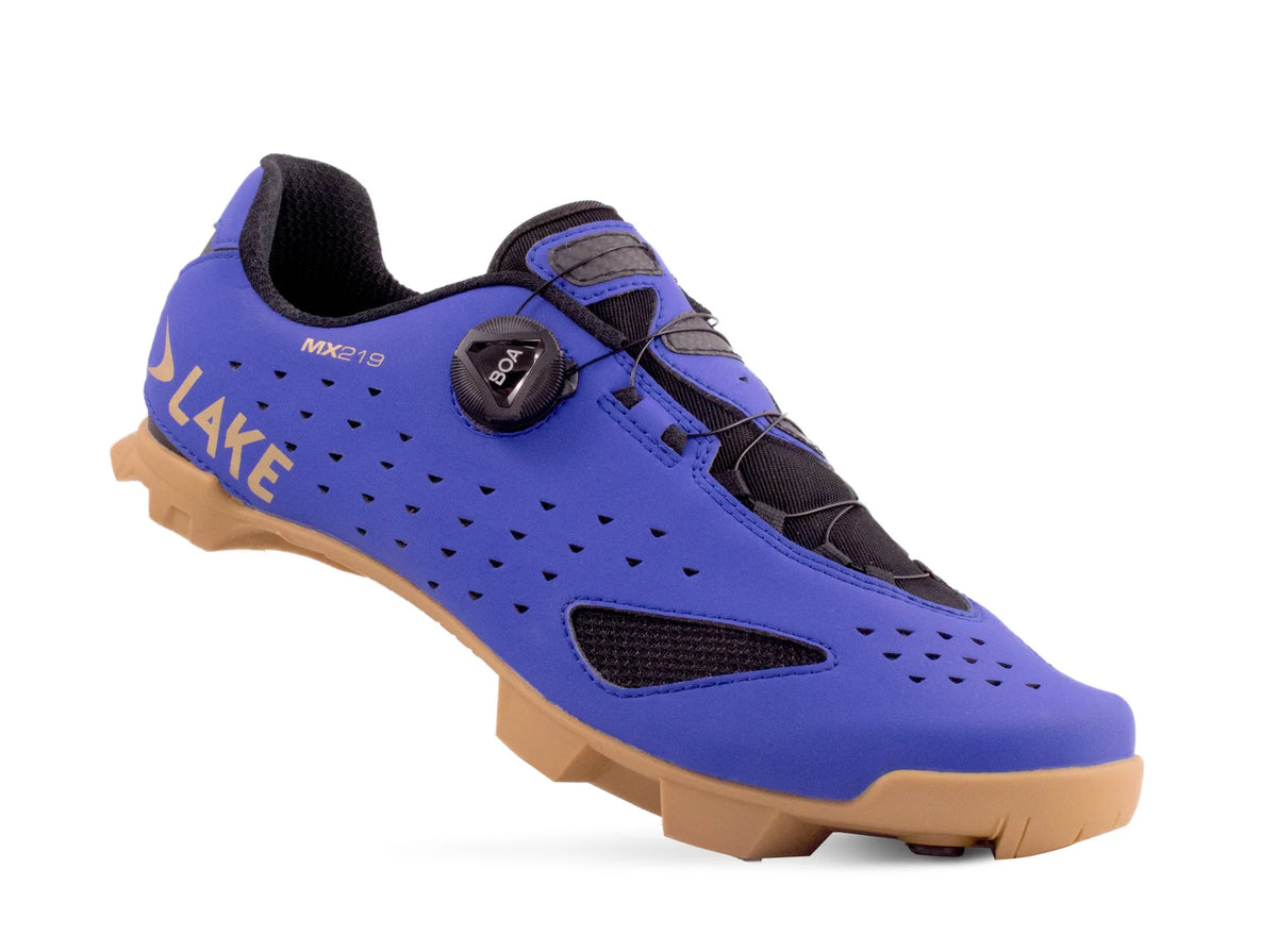 Lake MX219 MTB Shoe - Wide - Strong Blue-Gold