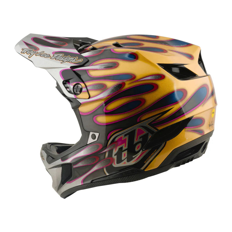 Troy Lee Designs D4 Carbon Full Face Helmet - Overspray - Gold-Black