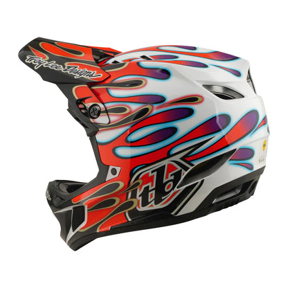 Troy Lee Designs D4 Composite Full Face Helmet - Overspray - White-Red