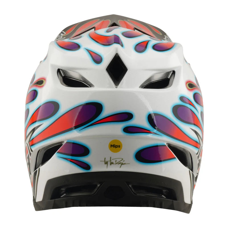 Troy Lee Designs D4 Composite Full Face Helmet - Overspray - White-Red
