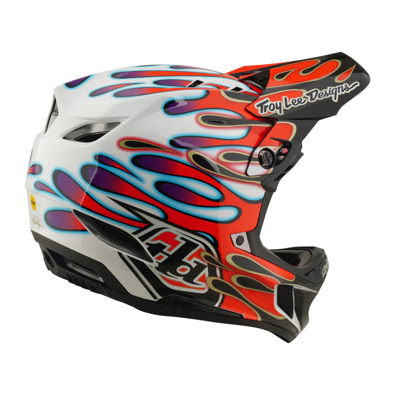 Troy Lee Designs D4 Composite Full Face Helmet - Overspray - White-Red