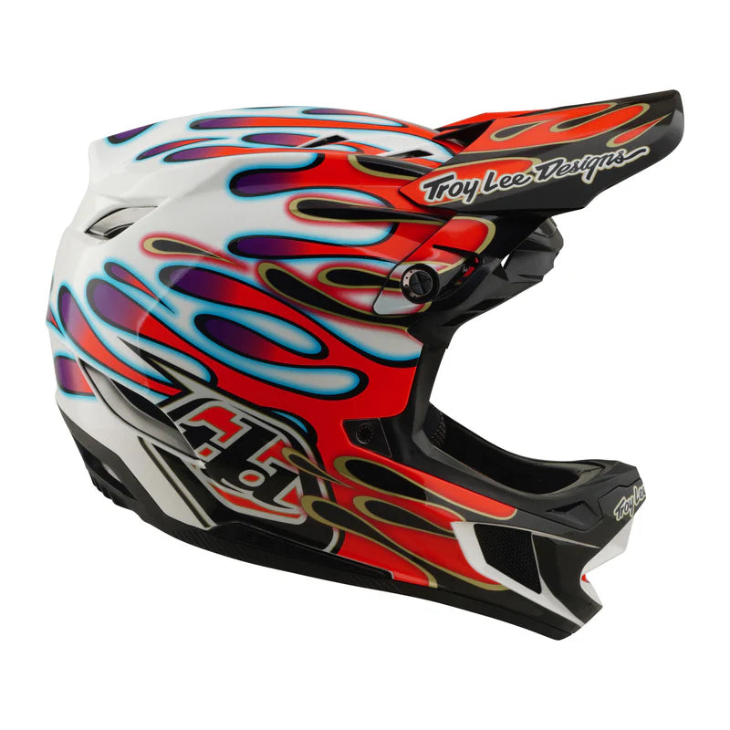 Troy Lee Designs D4 Composite Full Face Helmet - Overspray - White-Red