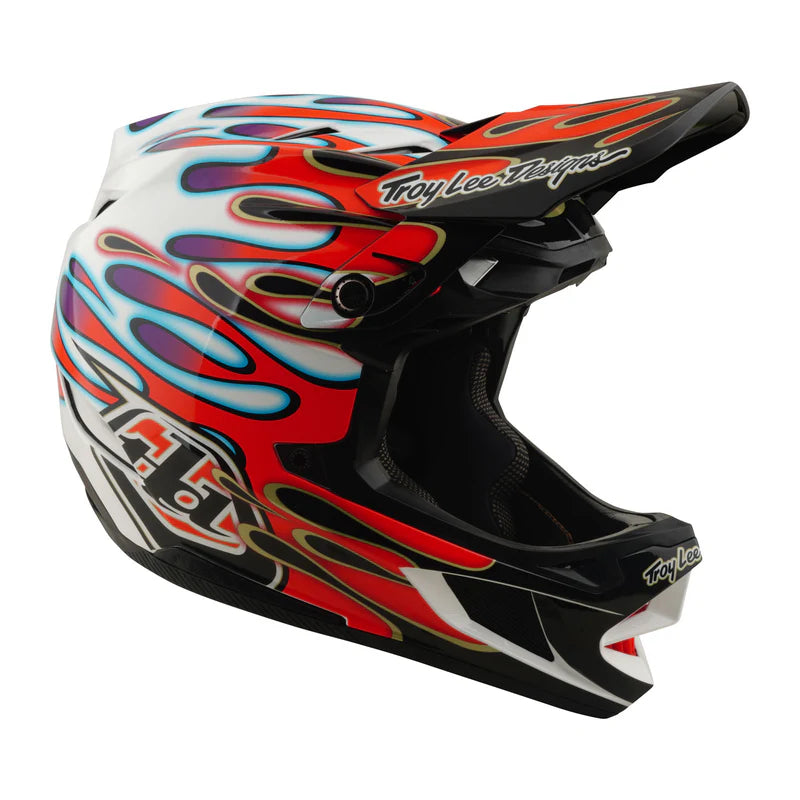 Troy Lee Designs D4 Composite Full Face Helmet - Overspray - White-Red