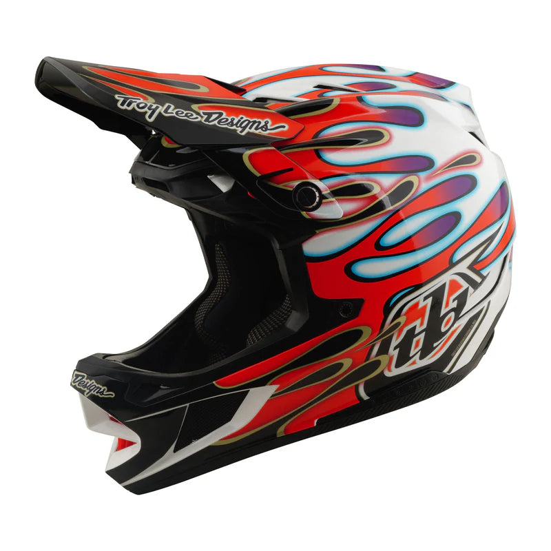 Troy Lee Designs D4 Composite Full Face Helmet - Overspray - White-Red