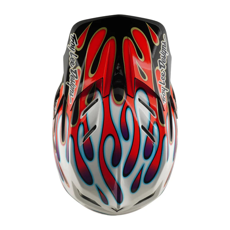 Troy Lee Designs D4 Composite Full Face Helmet - Overspray - White-Red