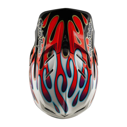 Troy Lee Designs D4 Composite Full Face Helmet - Overspray - White-Red
