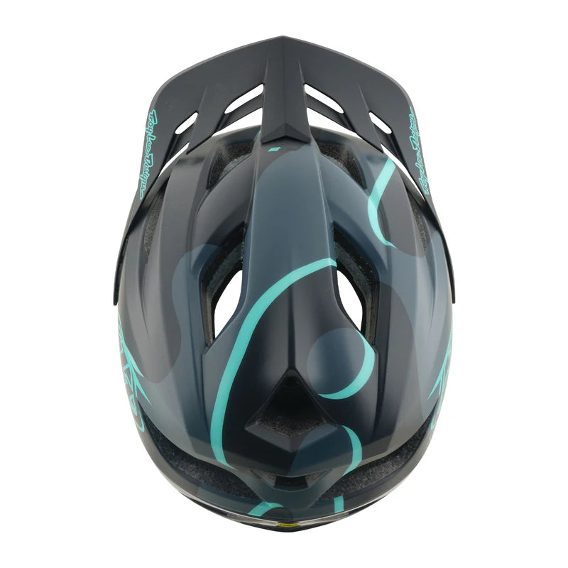 Troy Lee Designs Flowline SE MTB Helmet - Badge - Carbon-Real Teal