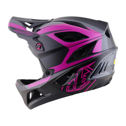 Troy Lee Designs Stage 2 MIPS Full Face Helmet - High Vz - Dark Gray-Neon Fushia