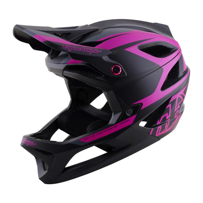 Troy Lee Designs Stage 2 MIPS Full Face Helmet - High Vz - Dark Gray-Neon Fushia