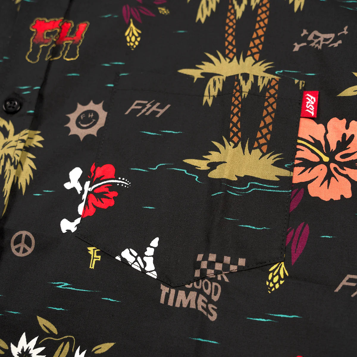 Fashouse Tribe Short Sleeve Button-Up Shirt - Black