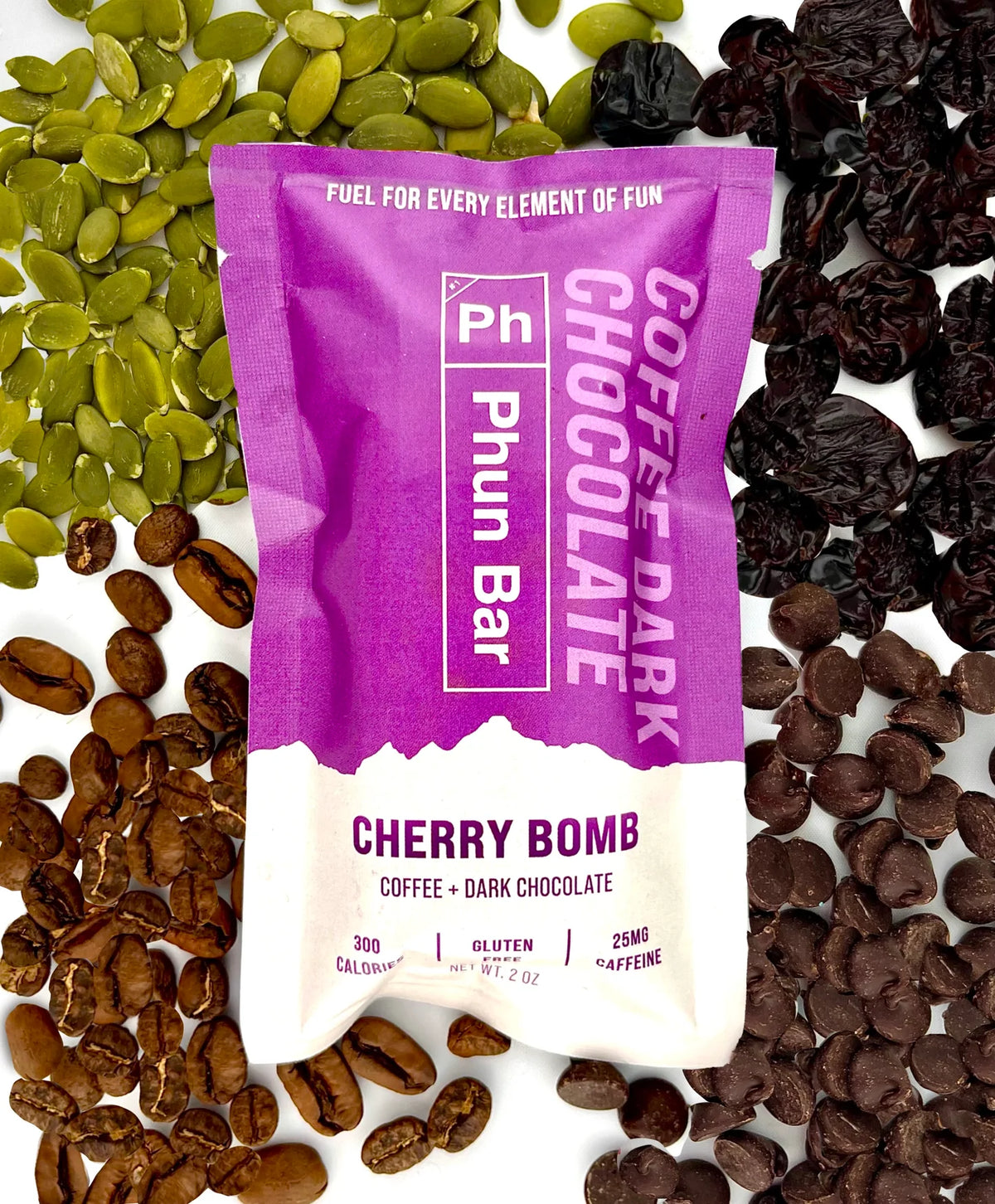 Phun Bar Energy Bar - Cherry Bomb - Coffee and Dark Chocolate