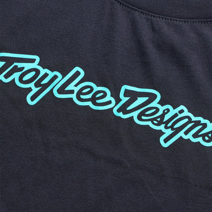 Troy Lee Designs Skyline Long Sleeve Ride Tee - Youth - Signature - Black-Real Teal