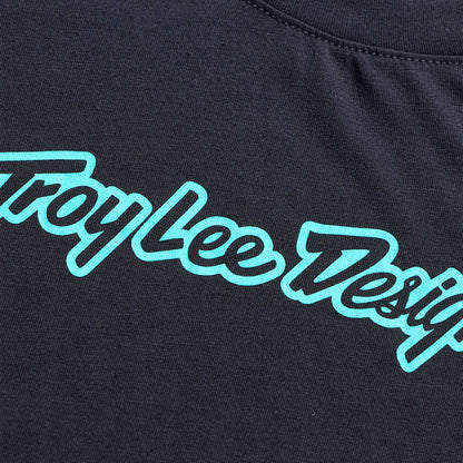 Troy Lee Designs Skyline Short Sleeve Ride Tee - Youth - Signature - Black-Real Teal