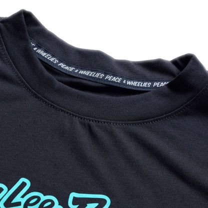 Troy Lee Designs Skyline Short Sleeve Ride Tee - Youth - Signature - Black-Real Teal